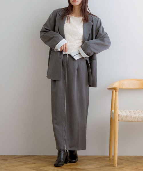 NOAHL（ノアル）の「【NOAHL】折り返しデザインジャケット（テーラードジャケット・レディース・チャコール/キナリ/グレイッシュベージュ・FREE）」の12枚目の写真