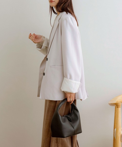 NOAHL（ノアル）の「【NOAHL】折り返しデザインジャケット（テーラードジャケット・レディース・チャコール/キナリ/グレイッシュベージュ・FREE）」の16枚目の写真