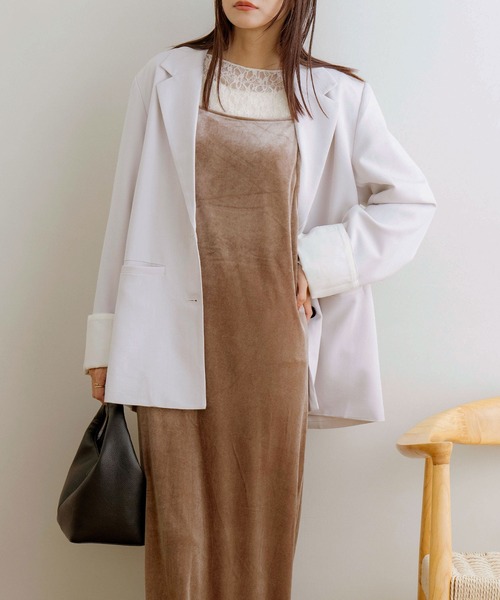 NOAHL（ノアル）の「【NOAHL】折り返しデザインジャケット（テーラードジャケット・レディース・チャコール/キナリ/グレイッシュベージュ・FREE）」の18枚目の写真