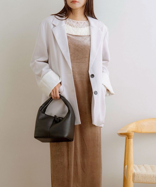 NOAHL（ノアル）の「【NOAHL】折り返しデザインジャケット（テーラードジャケット・レディース・チャコール/キナリ/グレイッシュベージュ・FREE）」の20枚目の写真