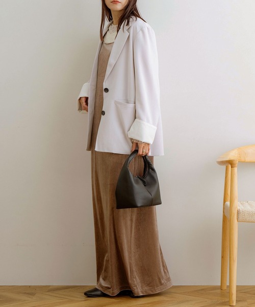 NOAHL（ノアル）の「【NOAHL】折り返しデザインジャケット（テーラードジャケット・レディース・チャコール/キナリ/グレイッシュベージュ・FREE）」の21枚目の写真