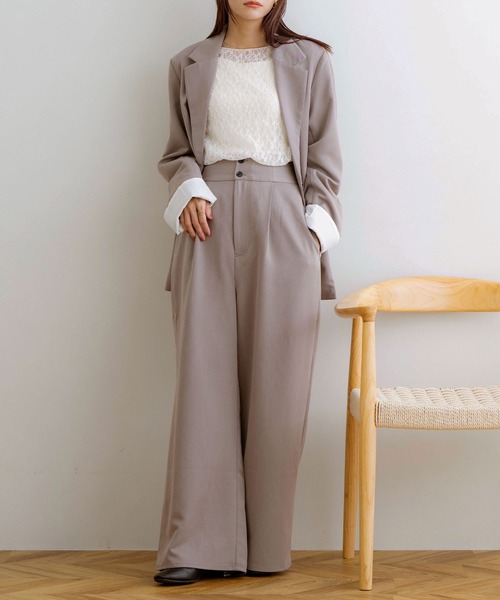 NOAHL（ノアル）の「【NOAHL】折り返しデザインジャケット（テーラードジャケット・レディース・チャコール/キナリ/グレイッシュベージュ・FREE）」の22枚目の写真