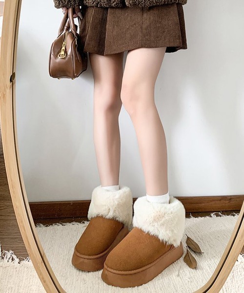 Miniministore(ミニミニストア)の「ムートンブーツ 厚底 ファーブーツ 秋冬(ブーツ・レディース・キャメル/ブラック・23.0cm/23.5cm/24.0cm/24.5cm/25.0cm/25.5cm)」の19枚目の写真
