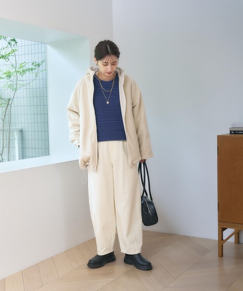 studio CLIP（スタディオクリップ）の「起毛カーブパンツ[プチ・プラスサイズあり]（その他パンツ・レディース・チャコール/ベージュ/オフホワイト・MEDIUM/LARGE/ﾌﾘｰ(L)/PF）」の9枚目の写真