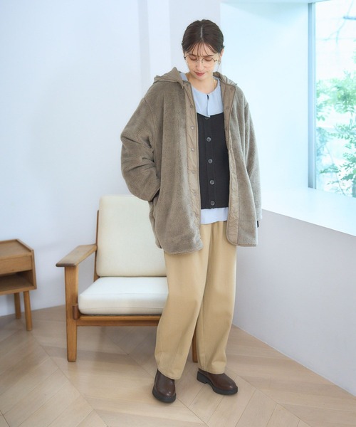 studio CLIP（スタディオクリップ）の「起毛カーブパンツ[プチ・プラスサイズあり]（その他パンツ・レディース・チャコール/ベージュ/オフホワイト・MEDIUM/LARGE/ﾌﾘｰ(L)/PF）」の17枚目の写真