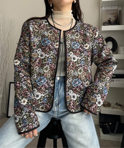 セール】ゴブランジャケットカーディガン（ノーカラージャケット