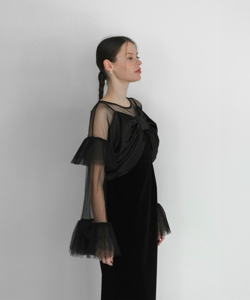 セール】【LEJA】2WAYフロントリボンビスチェチュールベロアIライン