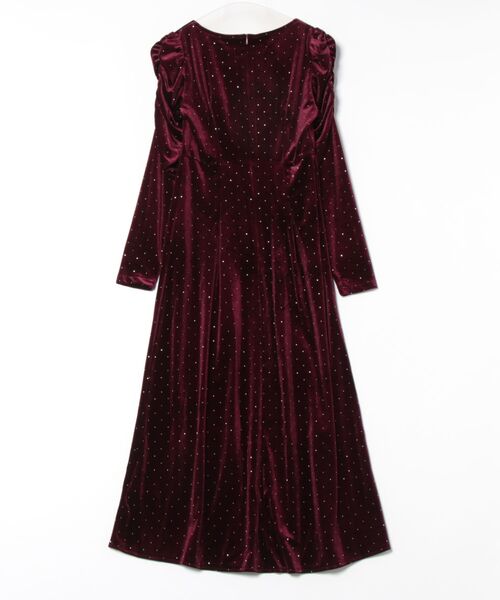 tocco closet(トッコ クローゼット)の「ストーン付きパワーショルダーカットベロアワンピース(ワンピース・レディース・ボルドー/ブラック/ネイビー・M)」の14枚目の写真