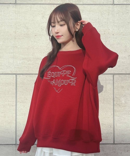 F i.n.t(フィント)の「ステッチハートロゴ刺繍スウェット/fint フィント(スウェット・レディース・レッド/ブラック/グリーン・FREE)」の3枚目の写真