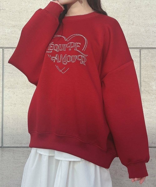 F i.n.t(フィント)の「ステッチハートロゴ刺繍スウェット/fint フィント(スウェット・レディース・レッド/ブラック/グリーン・FREE)」の11枚目の写真