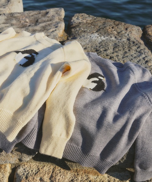Unitage(ユニテージ)の「ペンギンニット(ニット/セーター・レディース・グレー/イエロー・FREE)」の9枚目の写真