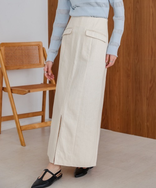 Bab（バブ）の「【S・M・Lサイズ展開】Iラインスリットデニムスカート（デニムスカート・レディース・アイボリー/ブラック/グレイッシュベージュ・S/M/L）」の8枚目の写真