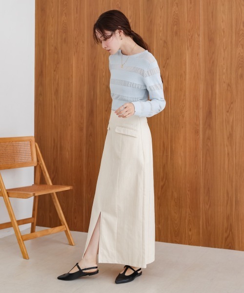 Bab（バブ）の「【S・M・Lサイズ展開】Iラインスリットデニムスカート（デニムスカート・レディース・アイボリー/ブラック/グレイッシュベージュ・S/M/L）」の9枚目の写真