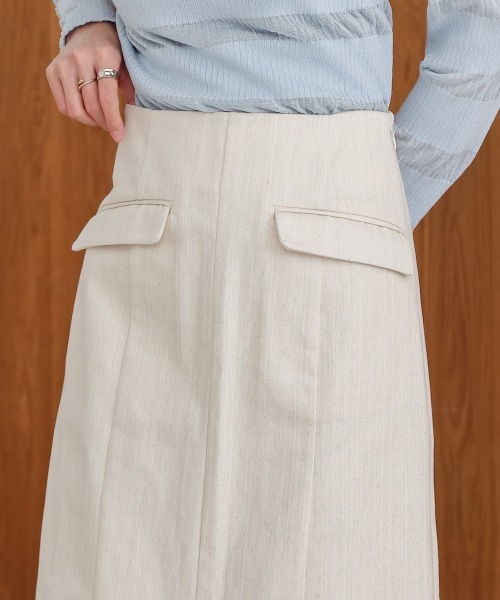 Bab（バブ）の「【S・M・Lサイズ展開】Iラインスリットデニムスカート（デニムスカート・レディース・アイボリー/ブラック/グレイッシュベージュ・S/M/L）」の13枚目の写真