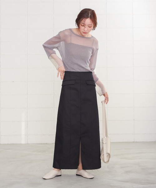 Bab（バブ）の「【S・M・Lサイズ展開】Iラインスリットデニムスカート（デニムスカート・レディース・アイボリー/ブラック/グレイッシュベージュ・S/M/L）」の21枚目の写真