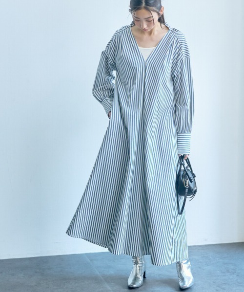 slattgir（スラットジール）の「高身長　ストライプシャツワンピース（トールサイズ）Essenave（ワンピース・レディース・イエロー系/ブルー系・M～Ｌ/LL～3L/4L～5L）」の13枚目の写真