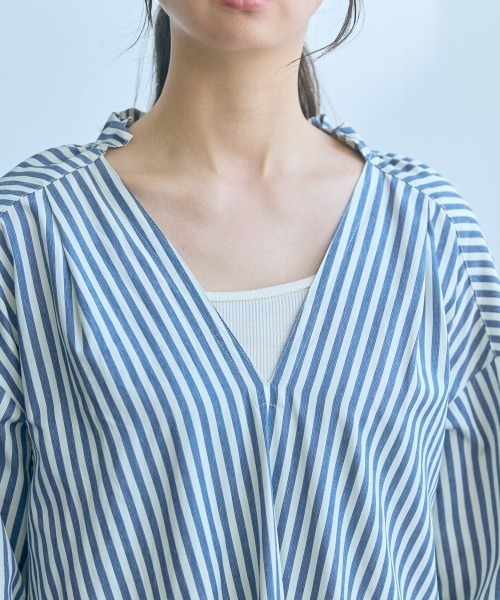 slattgir（スラットジール）の「高身長　ストライプシャツワンピース（トールサイズ）Essenave（ワンピース・レディース・イエロー系/ブルー系・M～Ｌ/LL～3L/4L～5L）」の18枚目の写真