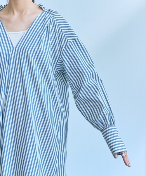 slattgir（スラットジール）の「高身長　ストライプシャツワンピース（トールサイズ）Essenave（ワンピース・レディース・イエロー系/ブルー系・M～Ｌ/LL～3L/4L～5L）」の20枚目の写真