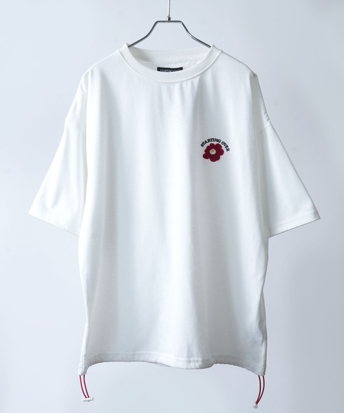 Starting Over（スターティングオーバー）の「【Starting Over/スターティングオーバー】ONE POINT LOGO EMBROIDERY DRAW CODE T-SHIRT / ワンポイント ロゴ刺繍 ドローコード デザイン 半袖 Tシャツ（Tシャツ/カットソー・メンズ・ホワイト系その他3/ホワイト系その他/ホワイト系その他2/ブラック系その他/チャコールグレー/ホワイト/ブラック系その他2/グレー系その他/ブラック/ブラック系その他6/ホワイト系その他7/ホワイト系その他6/ホワイト系その他5/ブラック系その他4/ブラック系その他7/ネイビー/ブラック系その他5/ブラック系その他3/ホワイト系その他4/ピンク/ピンク系その他・M/L）」の4枚目の写真