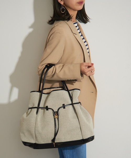 CHRISTIAN VILLA(クリスチャンヴィラ)の「【CHRISTIAN VILLA】キャンバス×レザーコンビトートバッグ PC A4収納可能 通勤 通学 ビジネスバッグ ATHENE 6240(トートバッグ・レディース・ブラック/アイボリー・FREE)」の21枚目の写真