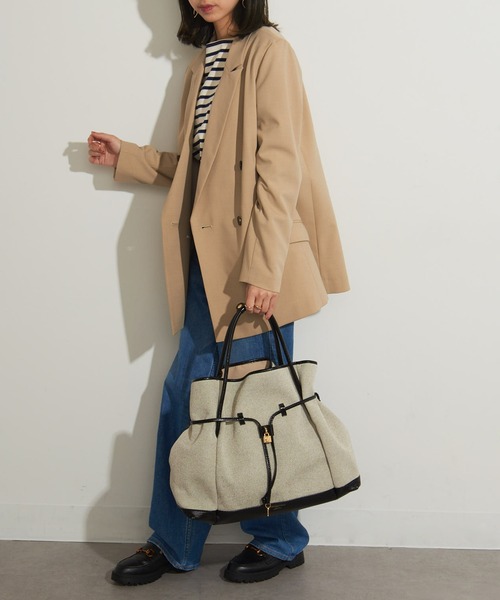 CHRISTIAN VILLA(クリスチャンヴィラ)の「【CHRISTIAN VILLA】キャンバス×レザーコンビトートバッグ PC A4収納可能 通勤 通学 ビジネスバッグ ATHENE 6240(トートバッグ・レディース・ブラック/アイボリー・FREE)」の13枚目の写真