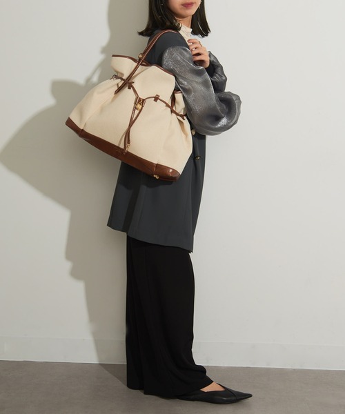 CHRISTIAN VILLA(クリスチャンヴィラ)の「【CHRISTIAN VILLA】キャンバス×レザーコンビトートバッグ PC A4収納可能 通勤 通学 ビジネスバッグ ATHENE 6240(トートバッグ・レディース・ブラック/アイボリー・FREE)」の18枚目の写真