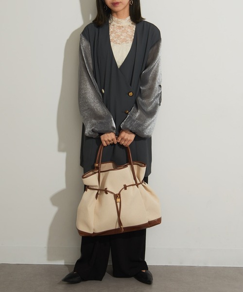 CHRISTIAN VILLA(クリスチャンヴィラ)の「【CHRISTIAN VILLA】キャンバス×レザーコンビトートバッグ PC A4収納可能 通勤 通学 ビジネスバッグ ATHENE 6240(トートバッグ・レディース・ブラック/アイボリー・FREE)」の19枚目の写真