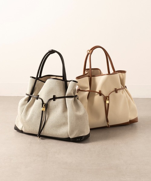 CHRISTIAN VILLA(クリスチャンヴィラ)の「【CHRISTIAN VILLA】キャンバス×レザーコンビトートバッグ PC A4収納可能 通勤 通学 ビジネスバッグ ATHENE 6240(トートバッグ・レディース・ブラック/アイボリー・FREE)」の15枚目の写真