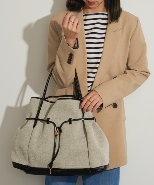 CHRISTIAN VILLA(クリスチャンヴィラ)の「【CHRISTIAN VILLA】キャンバス×レザーコンビトートバッグ PC A4収納可能 通勤 通学 ビジネスバッグ ATHENE 6240(トートバッグ・レディース・ブラック/アイボリー・FREE)」の22枚目の写真