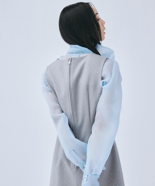 ビジュートリムミニワンピース ビジュートリムミニワンピース