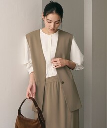 【WEB限定 Wardrobe DAILY MINIMAL】ダブルクロス リボンベルトジレ ウォッシャブル