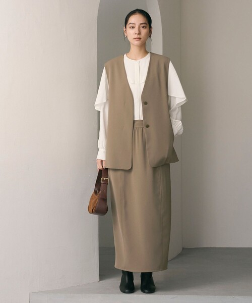 BEAUTY&YOUTH UNITED ARROWS（ビューティーアンドユースユナイテッドアローズ）の「【WEB限定 Wardrobe DAILY MINIMAL】ダブルクロス リボンベルトジレ ウォッシャブル（その他アウター・レディース・ブラック/ネイビー/モカ/ブラウン・S/M）」の7枚目の写真