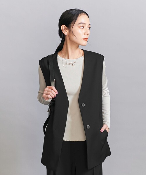 WEB限定 Wardrobe DAILY MINIMAL】ダブルクロス リボンベルトジレ