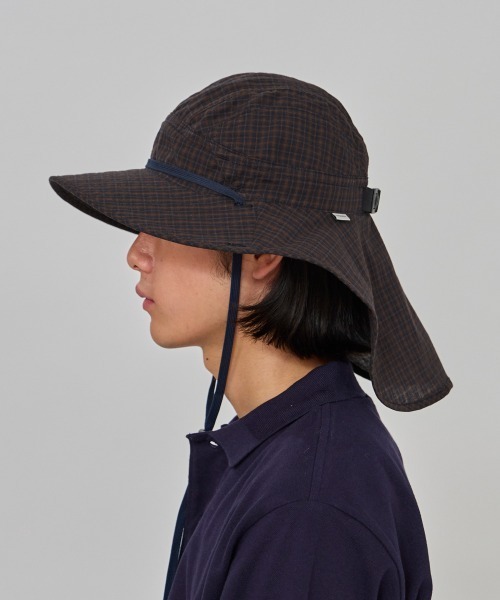 OVERRIDE（オーバーライド）の「OVERRIDE  DOBBY PLAID SUNSHADE HAT / オーバーライド（ハット・メンズ・グリーン/ブラウン/ベージュ・59cm）」の6枚目の写真