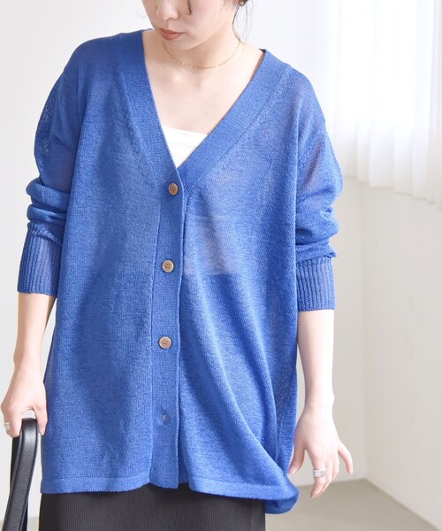 SOEJU 美品Vネックカーディガン 青 M 手洗い可 SOEJU 美品Vネックカーディガン 青 M 手洗い可|mercariメルカリ