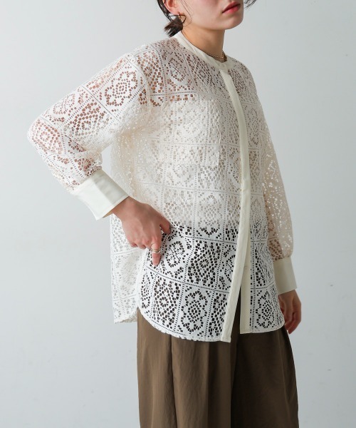 Bou Jeloud（ブージュルード）の「レーススタンドシャツ（シャツ/ブラウス・レディース・ブラック/オフホワイト・38）」の8枚目の写真