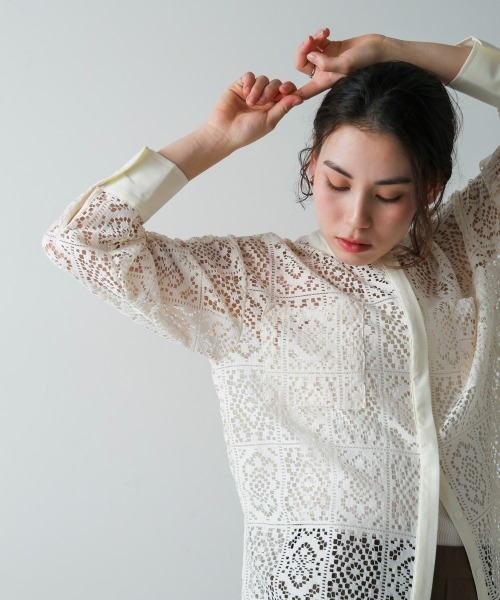 Bou Jeloud（ブージュルード）の「レーススタンドシャツ（シャツ/ブラウス・レディース・ブラック/オフホワイト・38）」の10枚目の写真