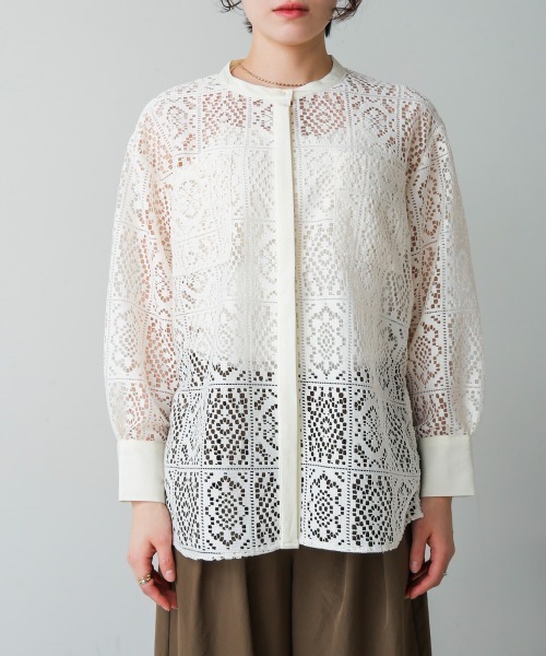 Bou Jeloud（ブージュルード）の「レーススタンドシャツ（シャツ/ブラウス・レディース・ブラック/オフホワイト・38）」の12枚目の写真