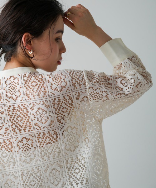 Bou Jeloud（ブージュルード）の「レーススタンドシャツ（シャツ/ブラウス・レディース・ブラック/オフホワイト・38）」の15枚目の写真