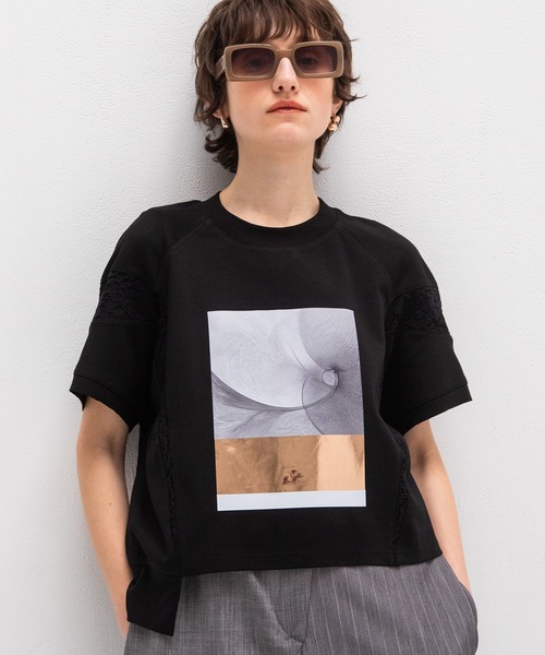 AULA AILA(アウラアイラ)の「アンモナイトプリントTシャツ(Tシャツ/カットソー・レディース・グレー/ライム/ブルー・0)」の2枚目の写真