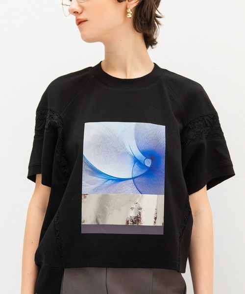 AULA AILA(アウラアイラ)の「アンモナイトプリントTシャツ(Tシャツ/カットソー・レディース・グレー/ライム/ブルー・0)」の1枚目の写真