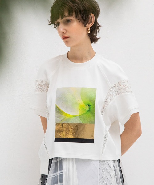 AULA AILA(アウラアイラ)の「アンモナイトプリントTシャツ(Tシャツ/カットソー・レディース・グレー/ライム/ブルー・0)」の4枚目の写真