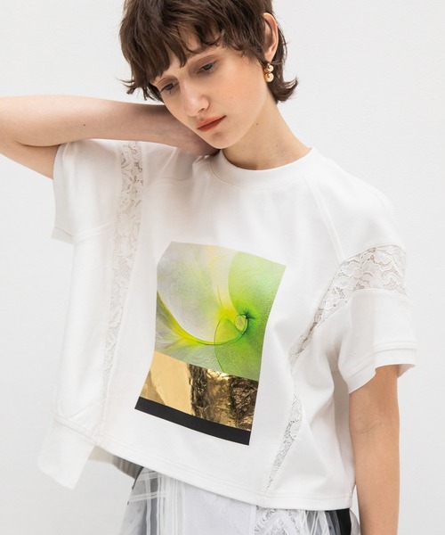 AULA AILA(アウラアイラ)の「アンモナイトプリントTシャツ(Tシャツ/カットソー・レディース・グレー/ライム/ブルー・0)」の6枚目の写真