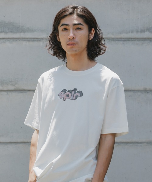 SPLR(エス・ピー・エル・アール)の「SPLR/エスピーエルアール RhineStone logo tee ラインストーンロゴ Tシャツ メンズ 夏物 夏服(Tシャツ/カットソー・メンズ・ベージュ/グレー・XL/L/M/S)」の2枚目の写真