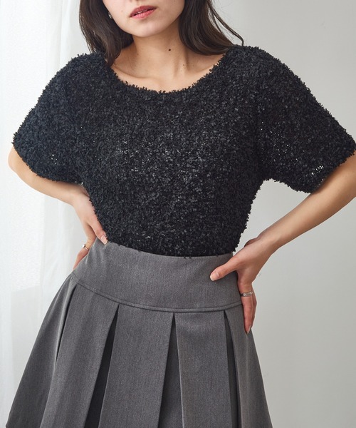 MAGASIN DE MODE Chou Chou(マガジンデモードシュシュ)の「【MAGASIN DE MODE Chou Chou】 サマーニットトップス DTK※(Tシャツ/カットソー・レディース・アイボリー/ブラック/ピンク/ベージュ・FREE)」の7枚目の写真