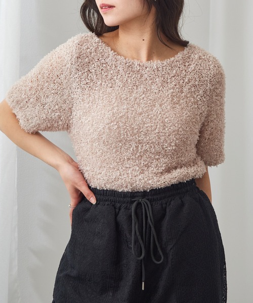 MAGASIN DE MODE Chou Chou(マガジンデモードシュシュ)の「【MAGASIN DE MODE Chou Chou】 サマーニットトップス DTK※(Tシャツ/カットソー・レディース・アイボリー/ブラック/ピンク/ベージュ・FREE)」の14枚目の写真