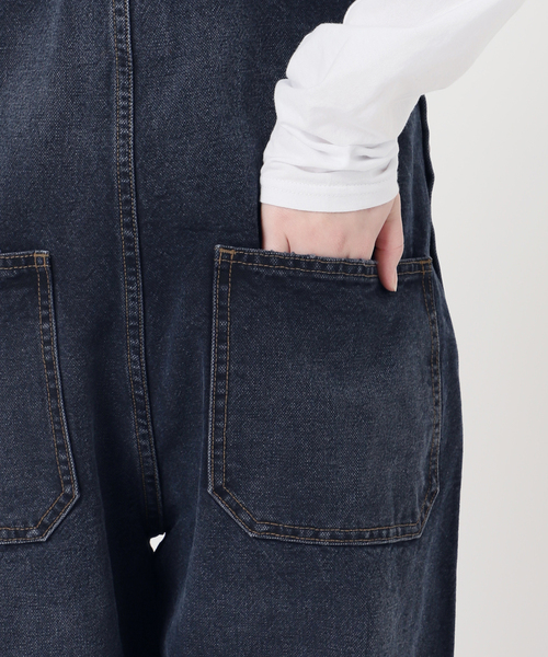 レディース スピックアンドスパン 5 1/2 DUCK HALF DENIM 28 ネイビー