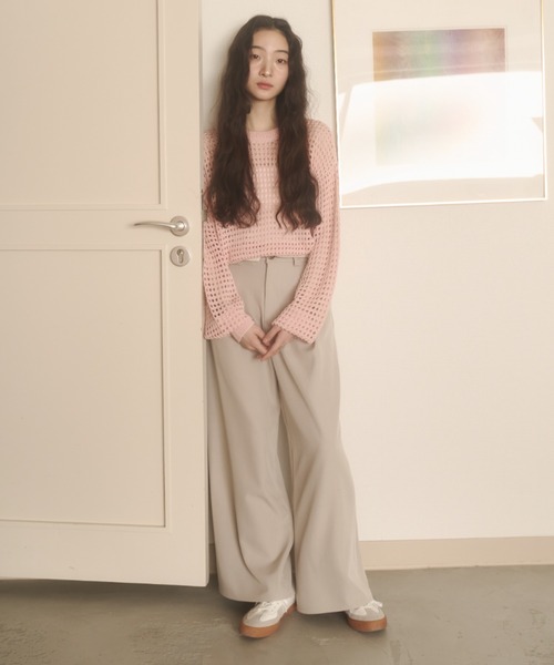 REMOON(リムーン)の「3wayメッシュニットカーディガン(カーディガン/ボレロ・レディース・オフホワイト/ピンク/イエロー・FREE)」の4枚目の写真