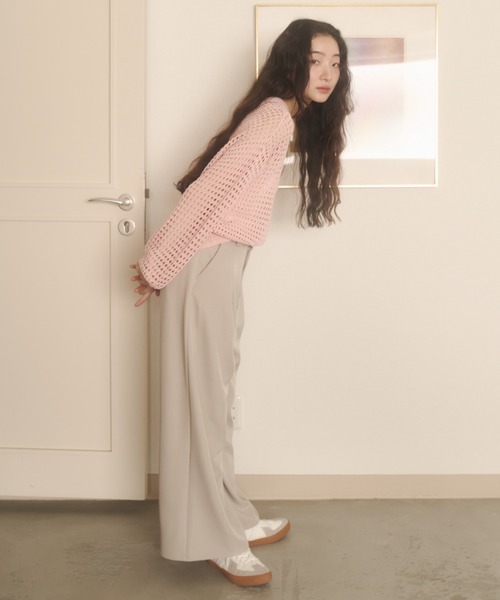 REMOON(リムーン)の「3wayメッシュニットカーディガン(カーディガン/ボレロ・レディース・オフホワイト/ピンク/イエロー・FREE)」の6枚目の写真