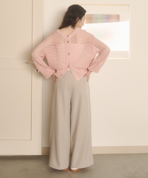 REMOON(リムーン)の「3wayメッシュニットカーディガン(カーディガン/ボレロ・レディース・オフホワイト/ピンク/イエロー・FREE)」の8枚目の写真